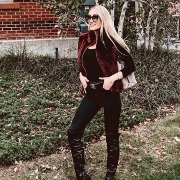 J Crew Burgundy Faux Fur Vest - Picture 2 of 9